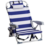 63*65*82cm Short Oxford Cloth Silver White Aluminum Tube Bearing 100kg Beach Chair Blue Stripes 50527506