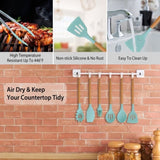 11Pcs Silicone Cooking Utensil Set Heat Resist Wooden Handle Silicone Spatula Ladle Spaghetti Server 78150001