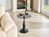 Small metal side table, vintage matte black round side table with a glass top measuring W1151P447641