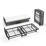 ZUN Metal Folding Bed Frame with Foam Mattress of Pockets, Easy Storage and Movable with 4 Castors W1960P162794
