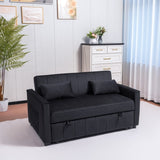 Sleeper Sofa Bed, 3-in-1 Velvet Pull Out Couch with Armrests, Storage Pockets and 2 Pillows, W3138P281569