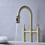 ZUN Pull Down Double Handle Kitchen Faucet 06296080