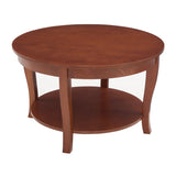 Traditional Round Coffee with Open Storage Shelf,2-Tier Storage Wood Center Circle Accent W1693P216929