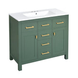 36'' Bathroom Vanity with Ceramic Sink Combo Set, Modern Freestanding Single Bathroom Cabinet with 4 N710P247494F