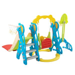 ZUN 5 in 1 Slide and Swing Playing Set, Toddler Extra-Long Slide with 2 Basketball Hoops, Football, W2181139398