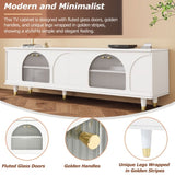 Contemporary TV Stand with Adjustable Shelves for TVs Up to 78'', Stylish Media Console with Gold 42216747