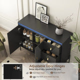 ZUN Buffets & Sideboards, Fluted Sideboard Cabinet, 2 Door 3 Drawer Design, with Led Lights,Acceent W1321P204628