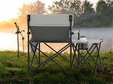 Oversized Foldable Camping Chair with Side Table & Cup Holder, 330 LBS Capacity for Outdoor Use-Gray 11091693