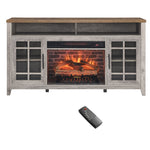 ZUN 55 inch TV Media Stand with Electric Fireplace KD Inserts Heater,Gray Wash Color W1769132643