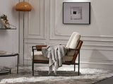Single Iron Frame Chair Soft Cover Beige Brown Honeycomb Leather Armrest Frame Indoor Leisure Chair 76471103