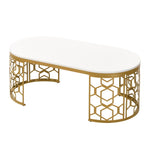 ZUN Modern Oval Coffee Table with Cut-Out Pattern Metal Stainless Steel Frame in 47.2" N735P192911K