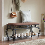 ZUN Shoe Rack Bench for, Industrial Bench, Rustic Shoe Rack for Small Spaces, Upholstered 14447507