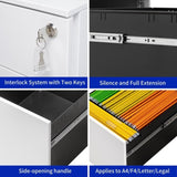 ZUN 3 Drawer Mobile File Cabinet with Lock Steel File Cabinet for Legal/Letter/A4/F4 Size, Fully 01877932