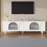 Contemporary TV Stand with Adjustable Shelves for TVs Up to 78'', Stylish Media Console with Gold 42216747
