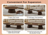 Wooden Round Wooden Coffee Table, Flexible and Extendable, Multi-functional and Space-saving, W3590P491826