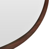 ZUN Hausen 31.5" Mid-Century Modern Round Accent Wall Mirror, Brown Walnut Wood & Veneer B2719P246002