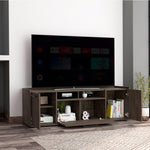 ZUN Brock Rectangle 2-Door TV Stand Dark Walnut B06280315