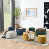Round Storage Ottoman, 2 in 1 Function, Work as End table and Ottoman,with small seat,Dark W487P165698