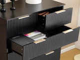 Black P2 Particle Board and Density Board 7241117cm Wavy Pattern Drawer Front Five-Level Six-Drawer 76922842