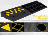 2 Pcs Heavy Duty Rubber Curb Ramp with Drain Channel & Reflective Strips for Driveway 80277658