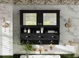 4-in-1 Bathroom Mirror Cabinet, 24-inch Wall Mounted Medicine Cabinet with Drawers & Organizer N710P405416B