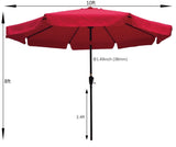 ZUN 10ft Patio Umbrella Market Round Umbrella Outdoor Garden Umbrellas with Crank and Push Button Tilt W65627947