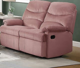 Luxurious Velvet Blush Pink Color 2-Seater Manual Recliner Loveseat Couch Manual Motion Plush B011P163889