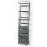 ZUN 5-Layer 12-Compartment Non-woven Fabric Wardrobe Portable Closet Gray 24212227