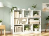 8-Cube Storage Bookcase, 3-Tier Modern Freestanding Bookshelf with 6 Open & 2 Closed Compartments, 53403290
