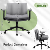 Cross Legged with Flip-Up Armrests Leather, Cross Legged Office on Wheels, Comfy Swivel 18513157