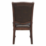 ZUN Traditional Dining Wooden Side Chairs Set of 2 Brown Cherry Finish Faux Leather Upholstery Home B01149812