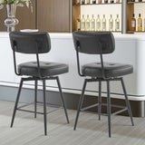 2 Pcs Black PU Swivel Bar Stools with Removable Backrest & Bentwood Back Panel, Metal Legs 45406372