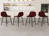 Modern Bar Stools with Swivel Mechanism, PU Padded Seats with Back Support & Metal Legs Ideal for W2699P358874