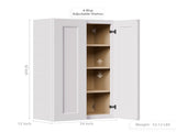 White Shaker Solid Wood Wall Cabinet with Soft-Close Doors, Adjustable Shelves - 24" Double Door W5662P465992