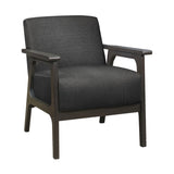 Dark Gray Fabric Upholstered Accent Chair 1pc Solid Rubberwood Antique Gray Finish Living Room B011P184609