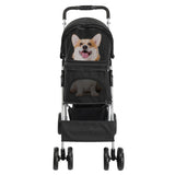 ZUN 4 Wheels Pet Stroller, Dog Cat Stroller for Small Medium Dogs Cats, Foldable Puppy Stroller with Cup 95759460