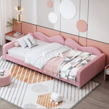Twin size Upholstered Daybed, Sherpa Fabric Sofabed with Cloud-Shaped Backrest, No Box-spring N733P234602H