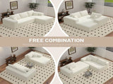 Beige Modular Corduroy Sectional Sofa with Chaise Lounge, All-Foam Deep Seat Couch, Soft Wide-Wale 92259911