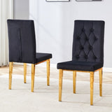 2 piece dining chairs.The gold metal legs complement the black velvet, showcasing a perfect blend of W1151131994