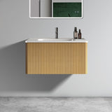 U049-Etna30W-306 Etna 30" Striped Natural Oak Bathroom Vanity with White Ceramic Sink, Wall Mounted W1865P147107