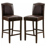 Barstools Set of 2, Counter Height Upholstered Bar Stools for Kitchen Island, Dark Brown Rubberwood N779P254675B