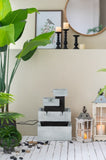 13.6x15.7x22.4" Decorative 4 Tier Gray and Black Block Fountain with Light, for Indoor and Outdoor W2078138948