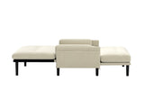 Ivory Corduroy Loveseat, Convertible Lounge Chair and Bed W570P195339