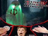 Halloween Animated Decorations - 4.3 FT Sound-Activated Ghost with Trident, Green LED Lights and 21450222