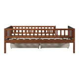 Twin Size Daybed Wood Bed with Two Drawers, Walnut WF301864AAL