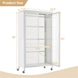 Modern Mobile Closet Armoire - 31.5"x14.5"x58" Size, Visible Doors, Adjustable Shelves & Hanging 85119250