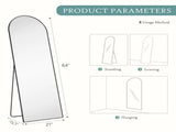 71"x26" Arched Full Length Mirror with Stand Aluminum Frame Floor Mirror for Bedroom,Black 94566167