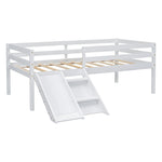 ZUN Twin Low Loft Bed with Slide, Ladder, Safety Guardrails, No Box Spring Needed,White W504P145269