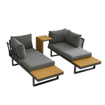 ZUN Aluminum Patio Furniture Set, Outdoor L-Shaped Sectional Sofa with Plastic Wood Side Table and Soft 68920924