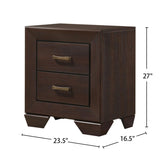 MDF Nightstand with 2 Drawers in Dark Cocoa Finish B016P254582